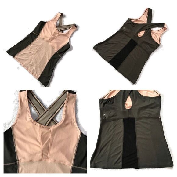 Gaiam Cross Back Illusion Builtin Bra Tank Top - Picture 1 of 7